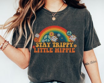 Stay Trippy Little Hippie Comfort Colors T-shirt vintage rétro, t-shirt hippie inspiré vintage, t-shirt enfant fleur, t-shirt concert festival