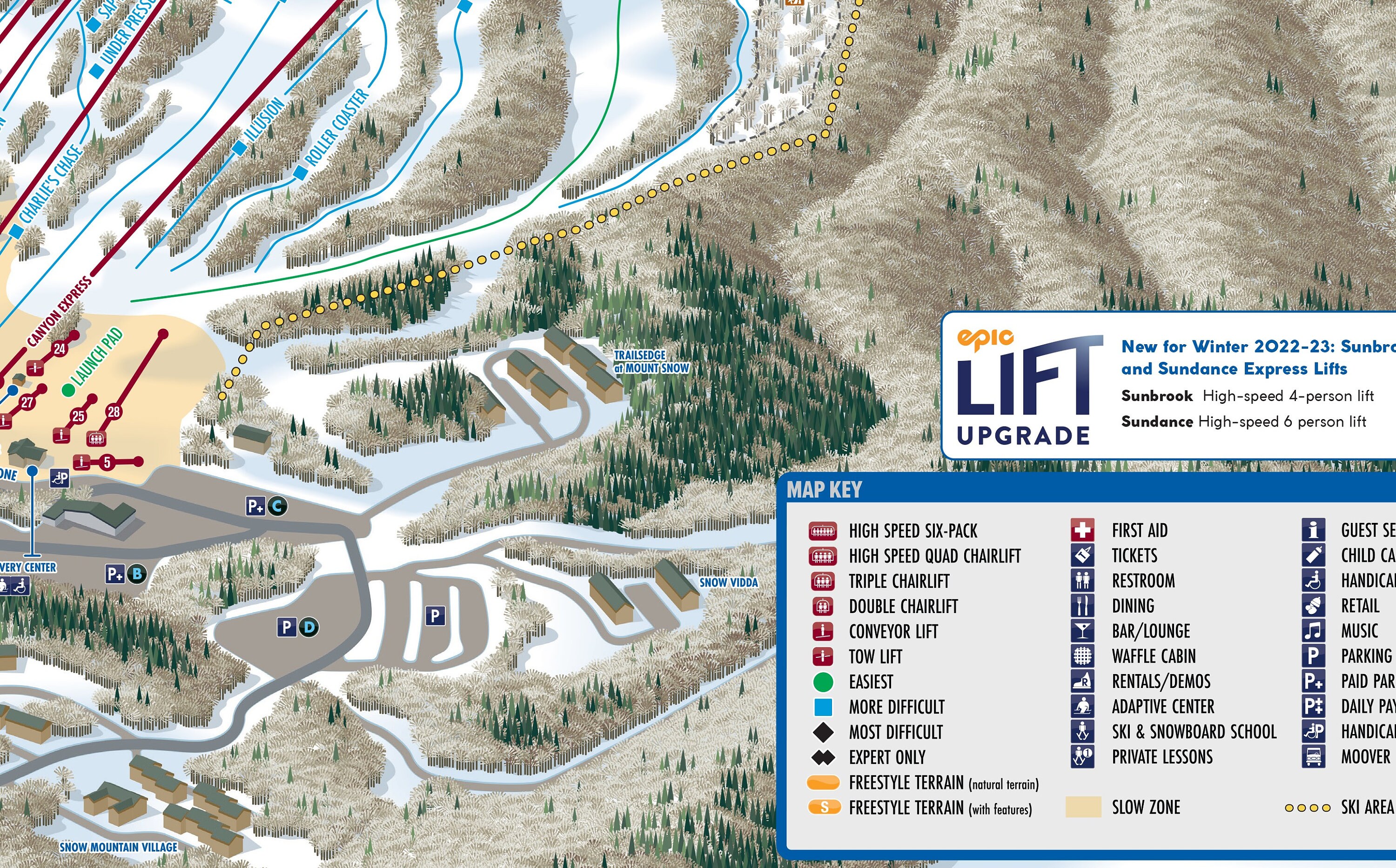 WRAPPED CANVAS 2023 Mount Snow Ski Map Ski Home Decor, Ski Lodge Wall