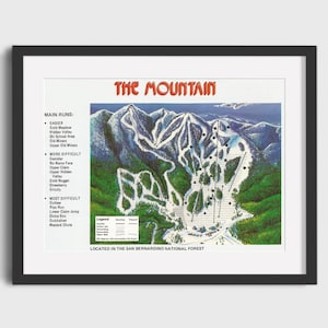1981 BEAR MOUNTAIN (Big Bear) Ski Trail Map - Ski Home Decor, Ski Lodge Wall Decor, Ski Poster, Vintage Ski Trail Map