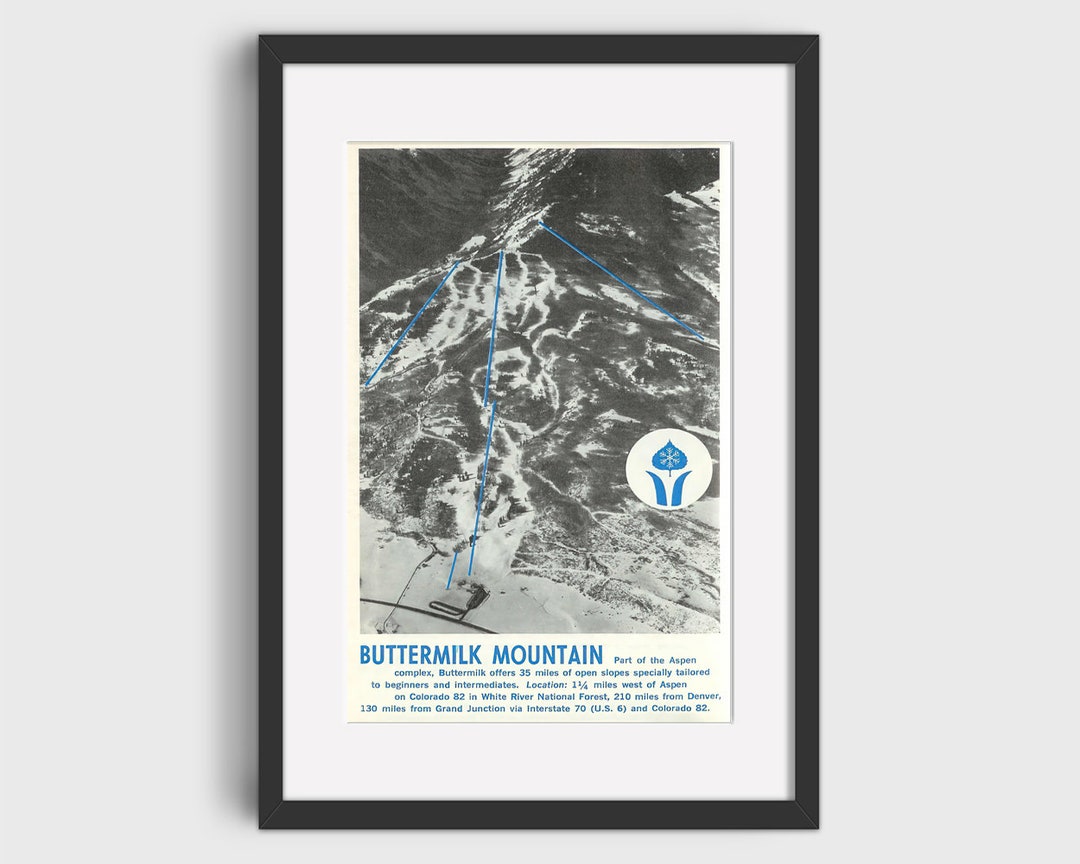 1967 ASPEN BUTTERMILK Ski Trail Map Ski Home Decor Ski Etsy