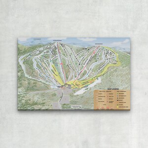 WRAPPED CANVAS - 2024 RAGGED Moutain Resort Ski Trail Map - Ski Map, Ski Art, Ski Decor, Ski Home Print, Vacation Home Decor