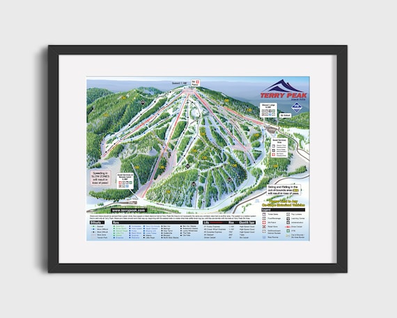 Terry Peak Trail Map 2021 Terry Peak Ski Trail Map Ski Home Decor Ski Lodge Wall | Etsy Australia