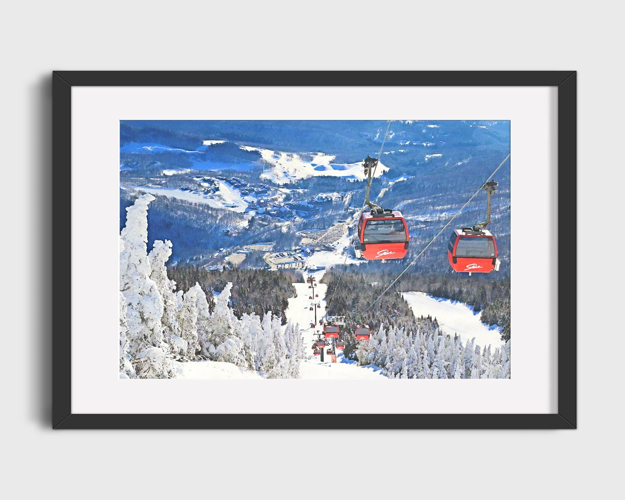 STOWE VERMONT Watercolor Painting - Vintage Ski Art, Ski Home Decor, Antique Ski, Ski Lodge Wall Decor, Ski Poster