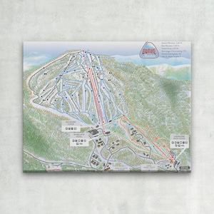 WRAPPED CANVAS - 2021 Burke Mountain Ski Trail Map - Ski Home Decor, Ski Lodge Wall Decor, Ski Poster, Vintage Ski Trail Map