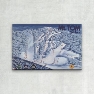 WRAPPED CANVAS - 1997 Mount Tom (Massachusetts) Ski Trail Map - Ski Map, Ski Art, Ski Decor, Ski Home Print, Vacation Home Decor