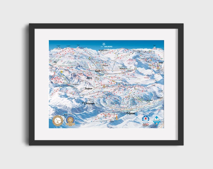 2021 Arlberg Austria Ski Resort Trail Map Print - Vintage Ski Decor