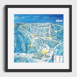 2021 BELLEAYRE MOUNTAIN Ski Map - Ski Home Decor, Ski Lodge Wall Decor, Ski Poster