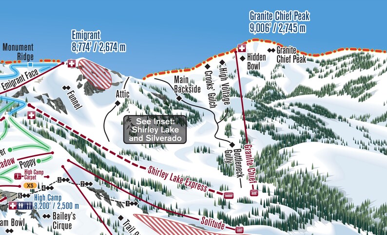 2023 PALISADES SQUAW VALLEY Ski Trail Map Ski Home Decor, Ski Lodge ...