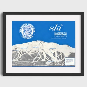 1965 MAMMOTH MOUNTAIN Ski Trail Map - Ski Map, Ski Art, Ski Decor, Ski Home Print, Vacation Home Decor