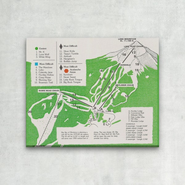 Big Sky Ski Map Poster - Etsy