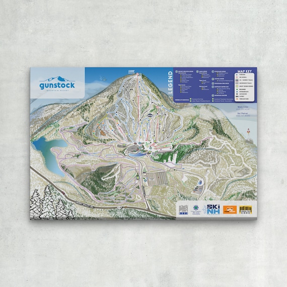 WRAPPED CANVAS 2021 GUNSTOCK Mountain Resort Ski Trail Map Etsy