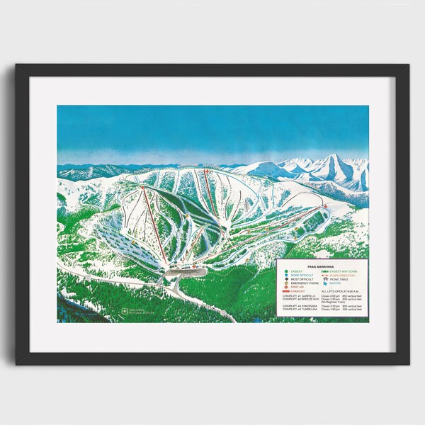 1984 Monarch Mountain Ski Trail Map Art Print