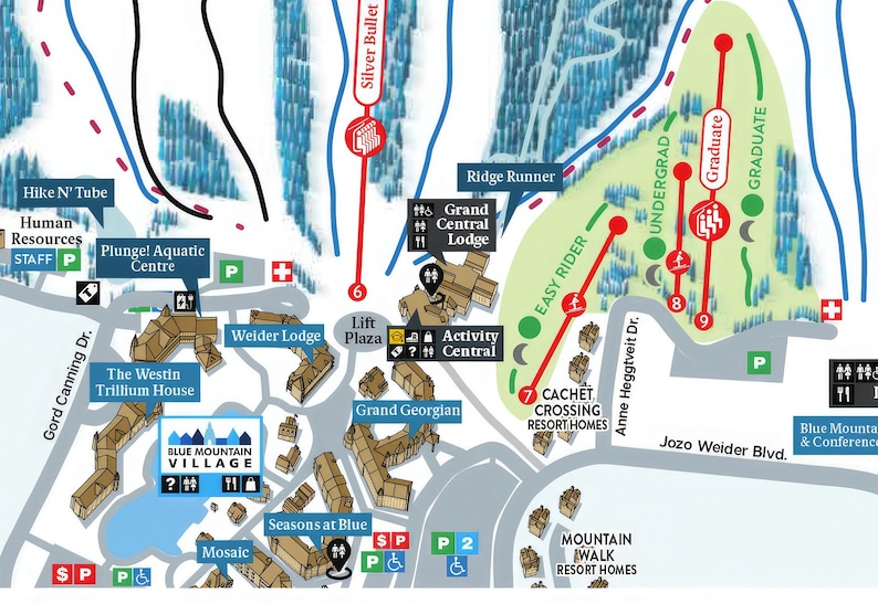 2023 BLUE MOUNTAIN (canada) Ski Trail Map - Ski Home Decor, Ski Lodge