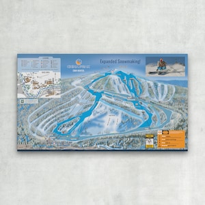 WRAPPED CANVAS - 2021 China Peak Mountain Resort Ski Trail Map - Ski Home Decor, Ski Lodge Wall Decor, Ski Poster, Vintage Ski Trail Map