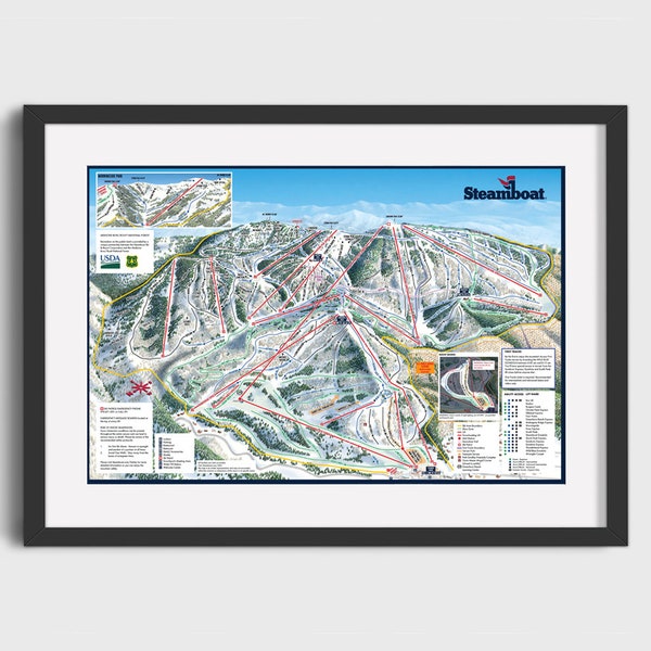 2024 STEAMBOAT RESORT Ski Trail Map - Ski Home Decor, Ski Lodge Wall Decor, Ski Poster, Vintage Ski Trail Map