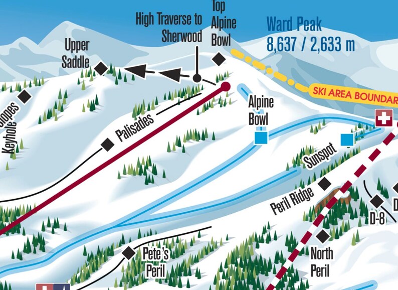 2021 ALPINE MEADOWS Ski Trail Map Ski Home Decor Ski Lodge Etsy