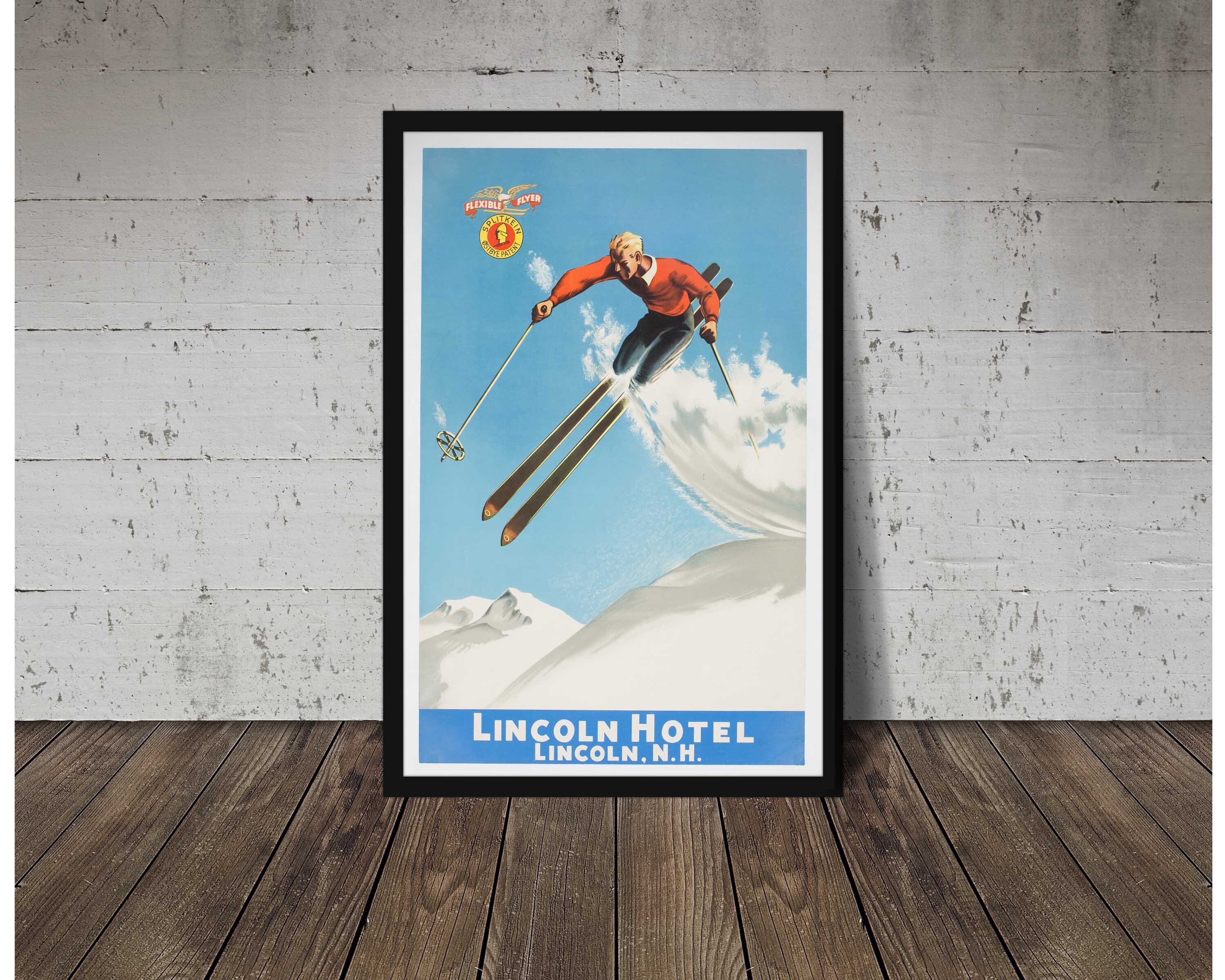FLEXIBLE FLYER SPLIKEIN Print - Vintage Ski Art, Ski Home Decor