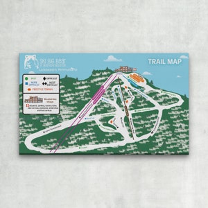 WRAPPED CANVAS  - 2023 Ski Big Bear Ski Trail Map - Masthope, P.A. -Ski Home Decor, Ski Lodge Wall Decor, Ski Poster, Vintage Ski Trail Map