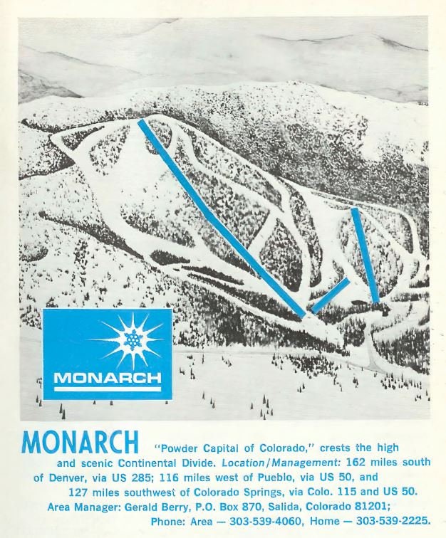 1967 MONARCH MOUNTAIN Ski Trail Map Ski Map Ski Art Ski - Etsy