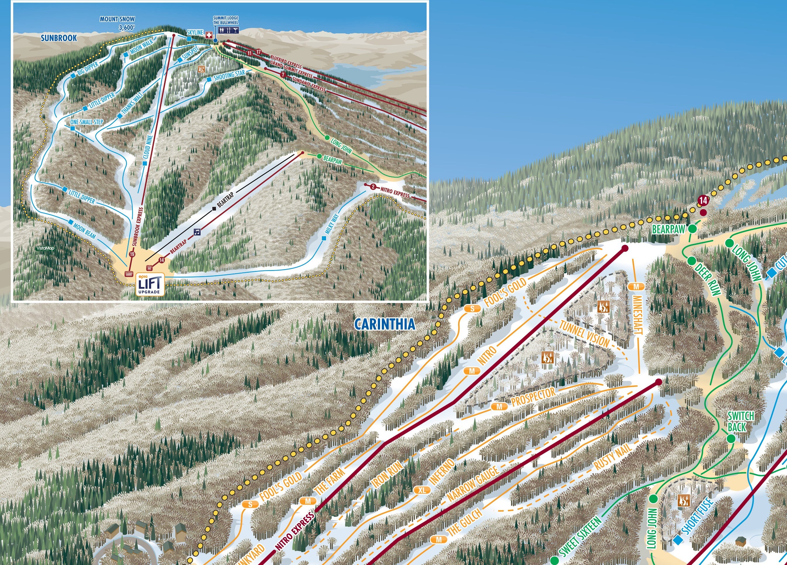 WRAPPED CANVAS 2023 Mount Snow Ski Map Ski Home Decor, Ski Lodge Wall