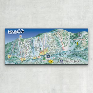WRAPPED CANVAS - 2021 HoliMont (New York) Ski Trail Map - Ski Home Decor, Ski Lodge Wall Decor, Ski Poster, Vintage Ski Trail Map