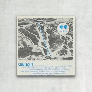 1967 SUNLIGHT MOUNTAIN RESORT Ski Trail Map - Ski Home Decor, Ski Lodge Wall Decor, Ski Poster, Vintage Ski Trail Map