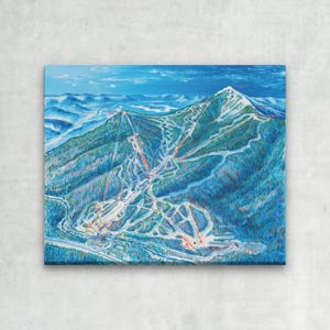 WRAPPED CANVAS - 2024 WHITEFACE Mountain Ski Trail Map - Ski Map, Ski Art, Ski Decor, Ski Home Print, Vacation Home Decor
