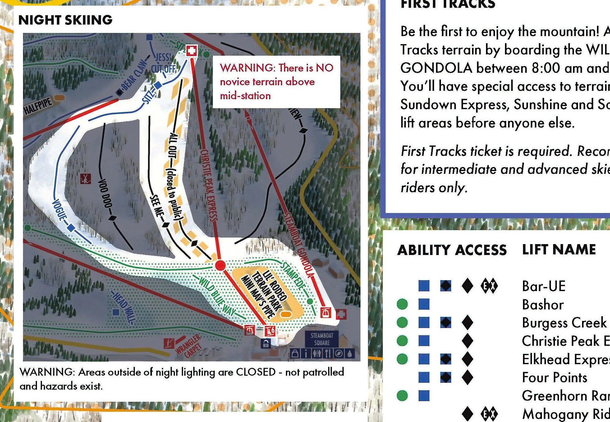 Steamboat Springs Ski Resort 2022-2023 60th Anniversary Lift Ticket Map – Vail – NEW