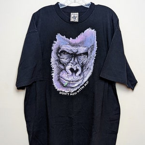 Vtg ‘98 Gorilla Don&#39;t Mess With Me Earth Foundation Ape Shirt Single Stitch XXL