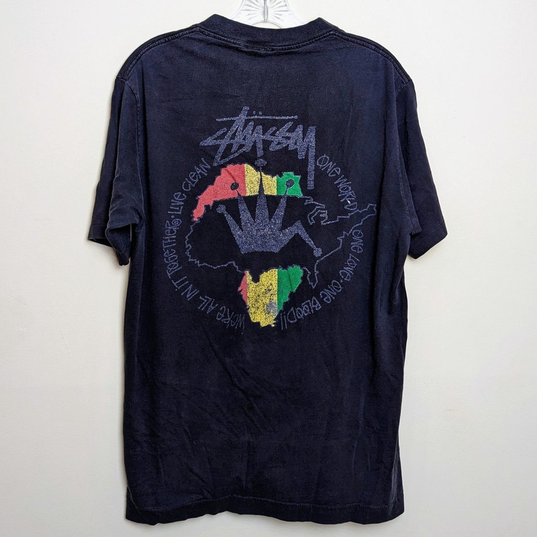 希少　80s old STUSSY one world one love Vintage Stussy 80s One World One Love Faded Single Stitch T