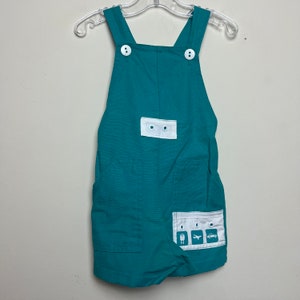 Vintage Baby Toddler Healthtex Blue Aqua Shortalls Overalls Made In the USA 4T