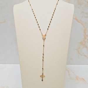 18K Gold Plated Rosary Necklace: 925 Silver Religious Jewelry