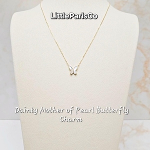 Dainty Mother of Pearl Butterfly Gold Necklace: 18K Gold Plated, 925 Silver, Gifts For Her, Birthday Gifts