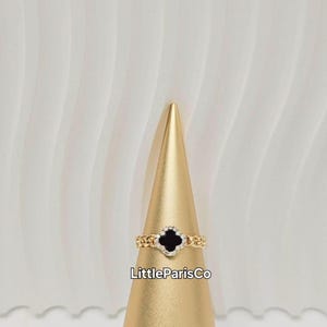 Onyx Halo Diamante Ring: 18K Gold Plated, 925 Silber