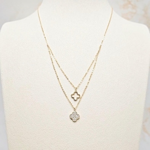 Collier ouvert à quatre feuilles en or avec strass et découpes de trèfles, argent 925, plaqué or 18 carats, collier trèfle en or, cadeaux pour elle