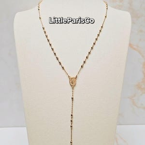 Full Set Rosary Gold Necklace: 925 Silver, 18K Gold Plated, Religious Gifts