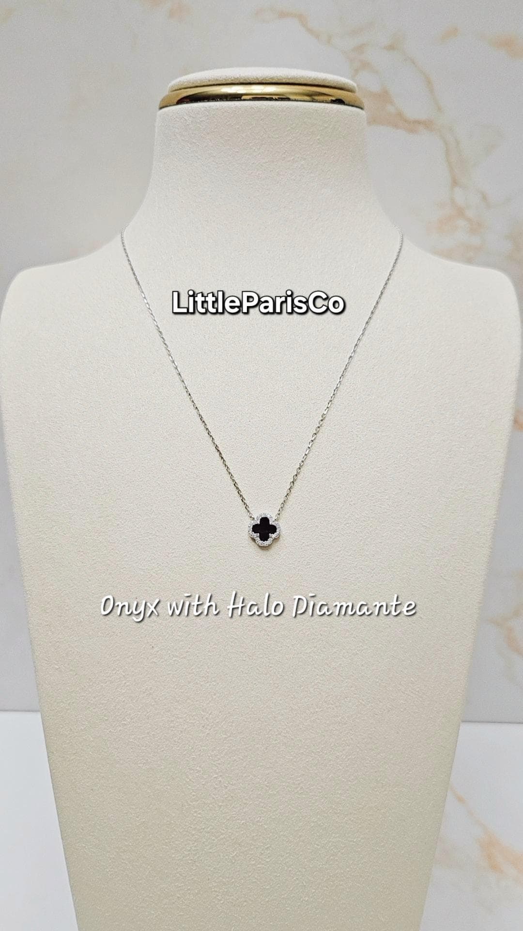 ネックレス・ペンダント SSIL Clover Tennis N_Black Onyx Onyx Clover Pendant - Etsy