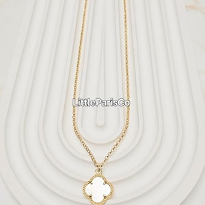 Naszyjnik z masy perłowej Clover Gold: platerowany złotem 18K, włoskie srebro próby 925