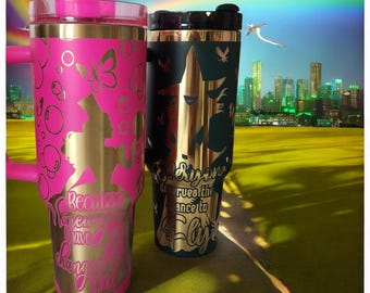 Engraved Wicked Witch Stainless Steel Tumbler with Lid & Straw