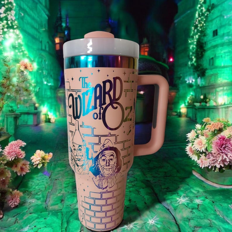 Wizard of Oz Tumbler: Engraved Stainless Steel 20 30 40oz Travel Mug peach
