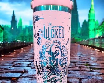WITCH Wicked For Good Stainless Steel Tumbler with Lid & Straw laser engraved tumbler
