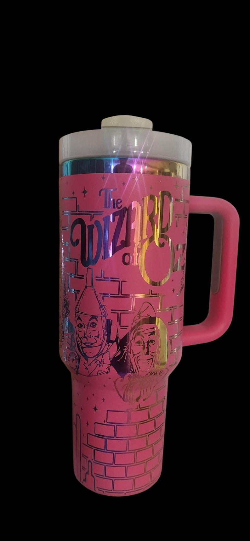 Wizard of Oz Tumbler: Engraved Stainless Steel 20 30 40oz Travel Mug 40hot pink rainbow