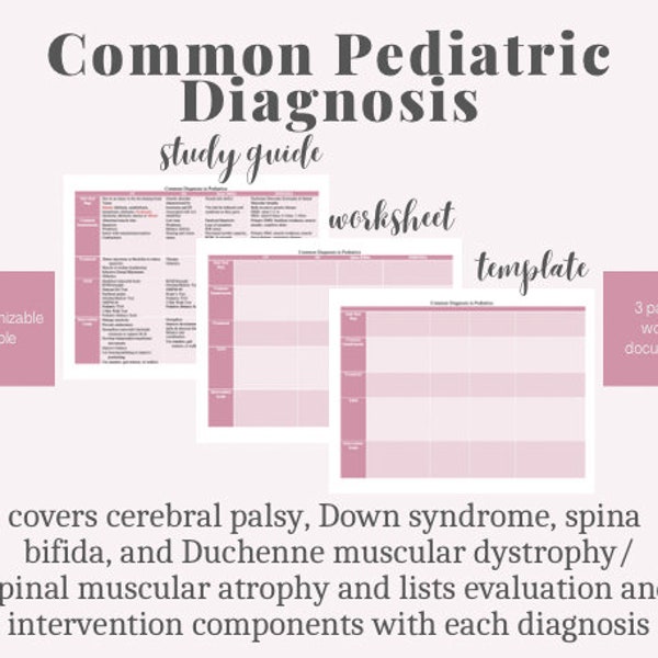 Common Pediatric Diagnoses for Pediatric Therapists - great for occupational therapy & physical therapy students to learn evaluation skills