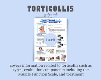 Folleto sobre tortícolis: ideal para estudiantes de fisioterapia y terapeutas para aprender la evaluación y el tratamiento de la tortícolis muscular congénita.