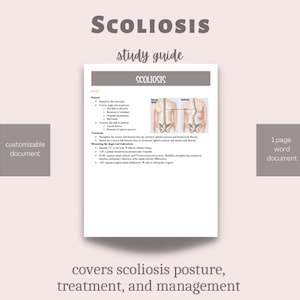 Scoliosis Study Notes and Guide for NPTE / Scoliosis Treatment and Management / Digital Download / Physical Therapists and Athletic Trainers