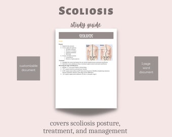 Notas de estudio de escoliosis y guía para NPTE / Tratamiento y manejo de la escoliosis / Descarga digital / Fisioterapeutas y entrenadores deportivos
