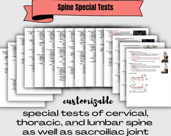 Pruebas especiales neurovasculares y ortopédicas de columna para fisioterapeutas y entrenadores deportivos / guía de estudio / cervical, torácica y lumbar