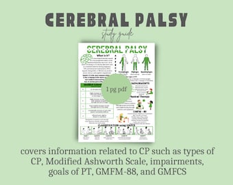Material didáctico sobre parálisis cerebral: ideal para estudiantes de fisioterapia para aprender la evaluación y el tratamiento de la parálisis cerebral con clasificación según la GMFCS.