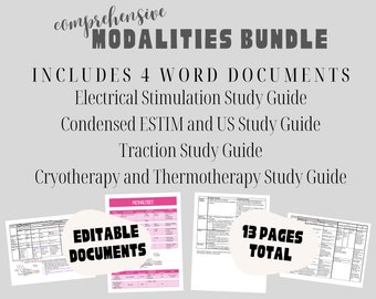 Guía de estudio del paquete de modalidades sobre estimulación eléctrica, crioterapia, termoterapia y parámetros de tracción: ultrasonido, compresa de hielo, disco.