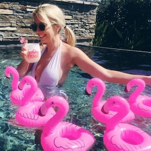 Flamingo Drink Float Inflatable Drink Holder Bachelorette Party Decor Final Flamingle Last Splash Brides Last Splash Floatie Drink Holder